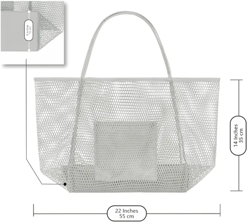Miniatura 2 de Bolsa de playa de malla para mujer bolsa de mano grande para piscina natación viajes vacaciones bolsa de hombro ligera a prueba de arena para verano