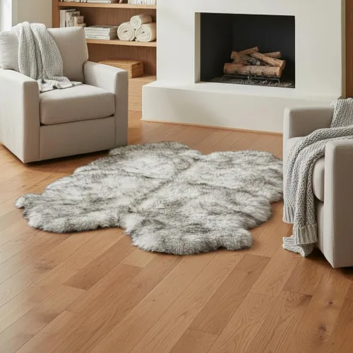 Miniatura 18 de Alfombra de Piel de Oveja Genuina Azul Playa de 2x3 pies, Alfombra de Acento de Piel Real Suave de Una Sola Piel para Silla, Funda de Asiento