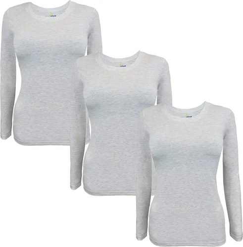 Miniatura 103 de Natural Uniforms Camiseta Under Scrub para mujer, cuello redondo, manga larga, paquete de 3, paquete múltiple de 3