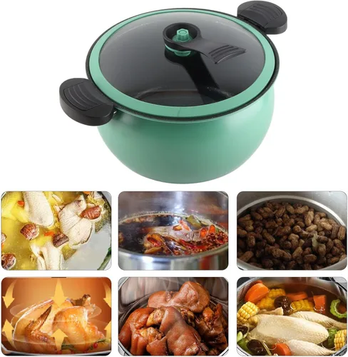 Miniatura 4 de Micro olla a presión utensilios de cocina de cocción rápida, 12.2 x 11.0 * 6.7 in utensilios de cocina antiadherentes para microondas, olla Verde