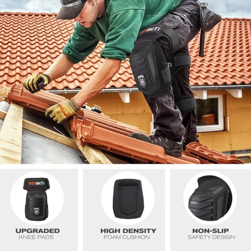 Miniatura 4 de REXBETI Rodilleras mejoradas para el trabajo, rodilleras de construcción para hombres, rodilleras de gel de espuma antideslizantes resistentes