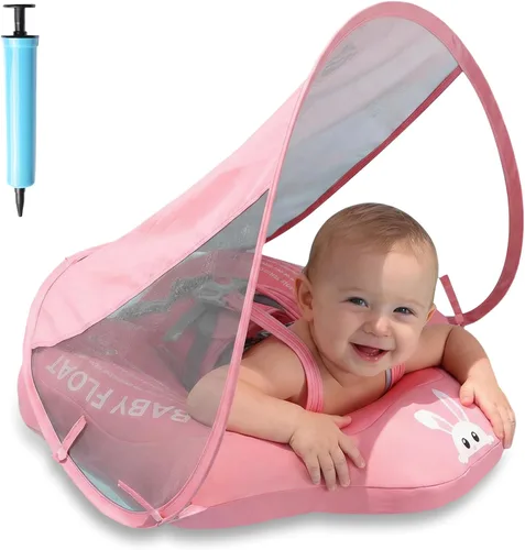 Miniatura 11 de Flotador de piscina para bebé con toldo UPF50+, cubierta de tela suave, flotadores para bebé con asiento de seguridad, flotadores para bebés de 6 a
