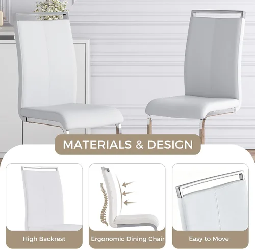 Miniatura 5 de Baysitone Juego de 2 sillas de comedor modernas, sillas laterales y de cocina con respaldo alto acolchado de piel sintética, para comedor, cocina