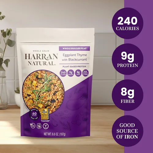 Miniatura 9 de Harran Natural Bulgur Pilaf de grano entero, alto en proteínas, berenjena, tomillo y grosella negra, comida saludable lista para comer, sin OMG, sin