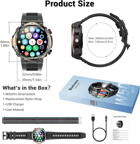 Miniatura 9 de Military Smart Watch for Men(Answer/Make Calls),Outdoor Smartwatch with 100 Days Battery/Flashlight/Compass/Heart Rate/SpO2/Sleep Monitor/2 Straps