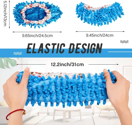 Miniatura 2 de Toulite 10 unidades, 5 pares de pantuflas de trapeador, zapatos para limpieza de pisos, lavables y reutilizables, calcetines de limpieza