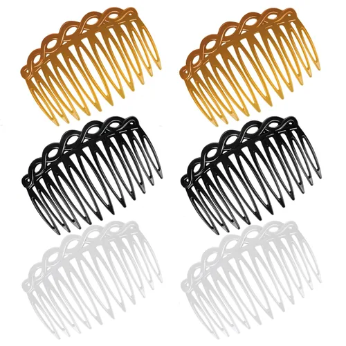 Miniatura 11 de COMNICO Juego de 6 peines laterales franceses para el cabello, accesorios de peine de pelo para mujer, juego de accesorios de plástico giratorio