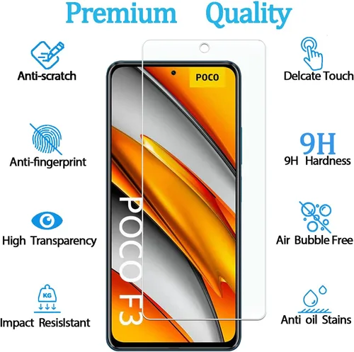 Miniatura 2 de [Paquete de 3] Protector de pantalla de vidrio templado para Xiaomi Poco F3 fácil de instalar, antiarañazos, antihuellas, sin burbujas, protector