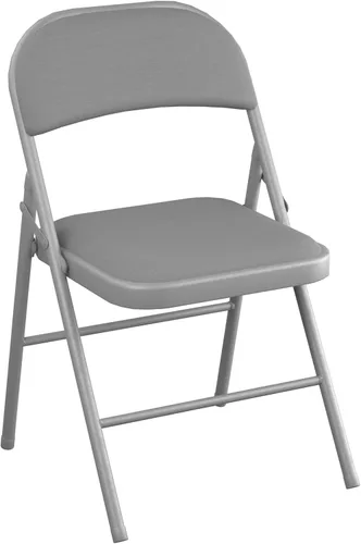 Miniatura 4 de Juego de 4 sillas plegables de tela beige con asiento acolchado
