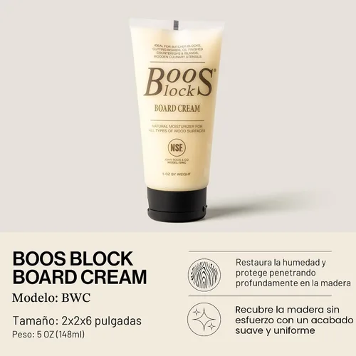 Miniatura 2 de John Boos Block - Crema de tabla totalmente natural para bloques de carnicero y tablas de cortar, 5 onzas, acondicionador y sellador de madera