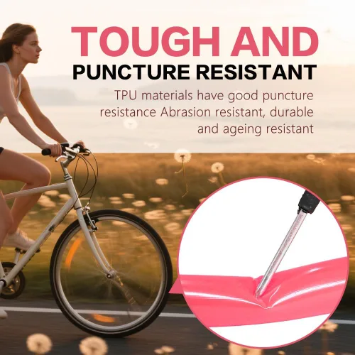 Miniatura 5 de Paquete de 4 tubos interiores ultraligeros de TPU para bicicleta, 700X18C/23C/25C/28C/30C/32C, válvula Presta de 45/65/3.346 in, color rosa