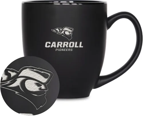 Miniatura 397 de Rico Industries - Taza de cerámica mate negra con grabado láser estándar de 15oz para NCAA (escuelas T & U) - Para bebidas calientes o frías