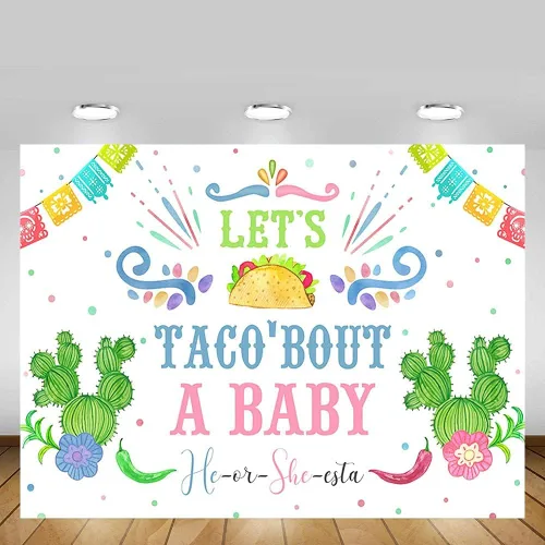 Miniatura 2 de MEHOFOND Fondo de fiesta mexicana de cactus para revelación de género de Let's Taco Bout a Baby He or She Fotografía, Baby Shower Party Banner