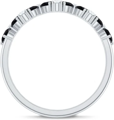 Miniatura 16 de Anillo de banda de media eternidad con diamantes de ónix negro certificado, calidad AAA, anillo de piedra natal de diciembre (listo para regalar)