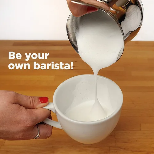 Miniatura 3 de Batidora de mano con espumador de leche, batidor eléctrico con pilas para capuchino, café con leche, café, matcha y más, color negro