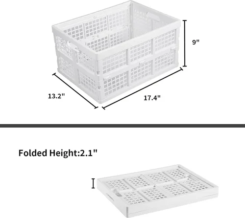 Miniatura 3 de Aebeky Paquete de 3 cajas de almacenamiento plegables de plástico, 30 L, cajas de plástico plegables para almacenamiento (blanco)