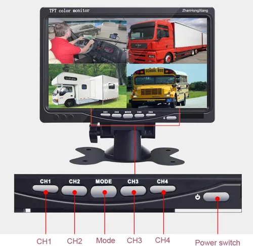 Miniatura 2 de Cámara de respaldo HD 1080P de 7 pulgadas, monitor de 7 pulgadas, 4 pines AHD AHD Kit de cámara retrovisor retrovisor con cable + monitor IPS de 4