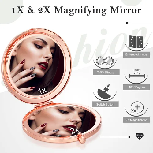 Miniatura 2 de Yulejo 6 piezas de espejo compacto a granel mini espejo de bolsillo para bolso, regalo de boda, maquillaje pequeño, cosmético de aumento portátil