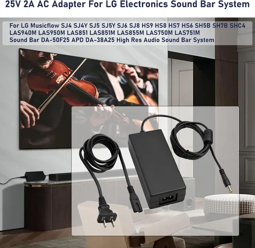 Miniatura 2 de Adaptador de corriente 25V2A para LG SN8YG SN7Y SN7R SN6Y SN5Y SLM6Y SLM4R SLM3D SD6 SNC4R GX SLM5Y SP7Y SP8YA Barra de sonido LG Musicflow SJ4 SJ4Y