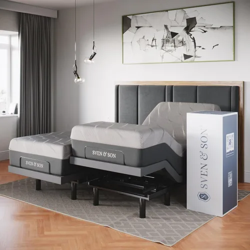 Miniatura 7 de Sven & Son Base de cama ajustable clásica, elevación de cabeza y pies, masaje, luces bajo la cama, USB, memoria de gel, marco inteligente
