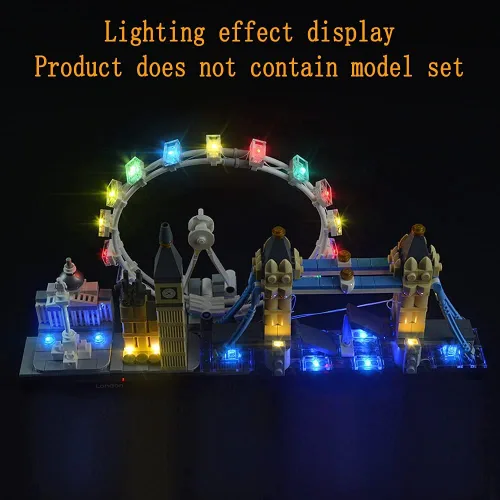 Miniatura 8 de GEAMENT Kit de luces de versión mejorada para arquitectura London Skyline Collection compatible con el modelo de ladrillos de construcción Lego
