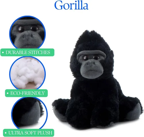 Miniatura 7 de The Petting Zoo - Peluche de gorila, regalos para niños, animales del zoológico Wild Onez, juguete de peluche de gorila 9 pulgadas