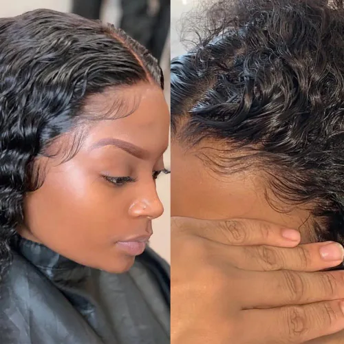 Miniatura 5 de Pelucas de cabello humano con encaje frontal transparente HD de 13 x 4, color 1B30, línea de cabello natural prearrancada, nudos blanqueados