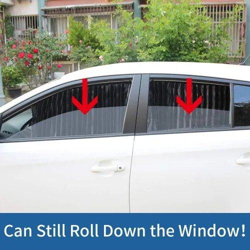 Miniatura 7 de Ovege Parasol para Ventana de Coche - Cortina Parasol para Ventana Lateral, Plisada Sedosa Protección UV Privacidad, Bebé Succión Magnética