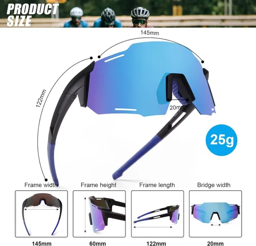 Miniatura 2 de KFPH Polarized Sports Sunglasses for Men Women Cycling Driving Fishing Mountain Bike Sun Glasses UV400 Protection Negro/Azul