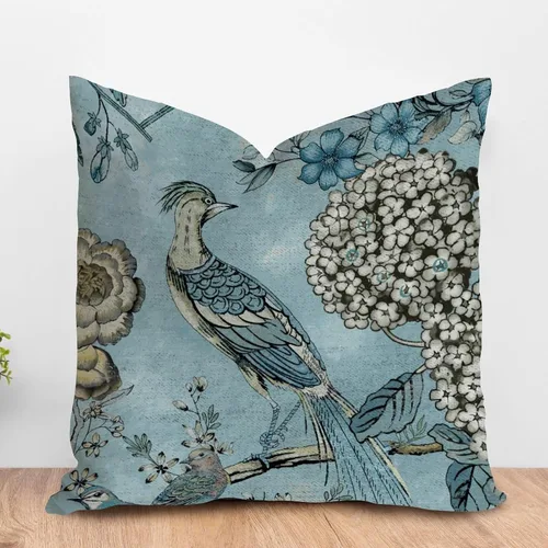 Miniatura 10 de ArogGeld Fundas de almohada de granja de camelia y pavo real, color rosa, rubor, chinoiserie, pájaro, blanco, lino, funda de cojín chinoiserie