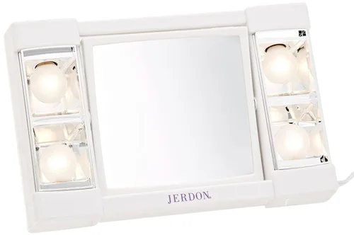 Miniatura 9 de JERDON Espejo de maquillaje de dos caras con luces, espejo de tocador con aumento 3X e iluminación sin deslumbramiento, base blanca, modelo J1010