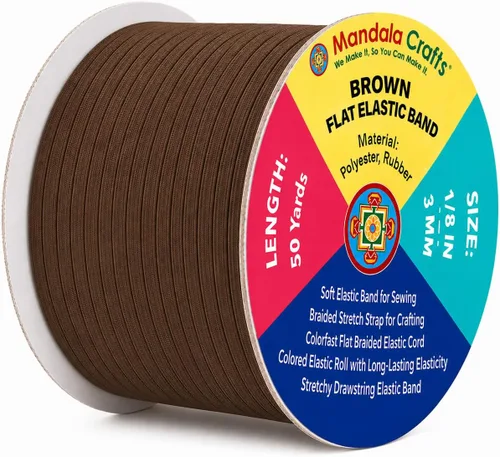 Miniatura 165 de Mandala Crafts - Rollo de cordón elástico plano para costura y manualidades Blanco