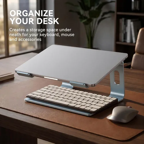Miniatura 4 de SOUNDANCE Soporte para portátil, elevador de computadora de aluminio, elevador ergonómico para portátiles para escritorio, soporte de metal