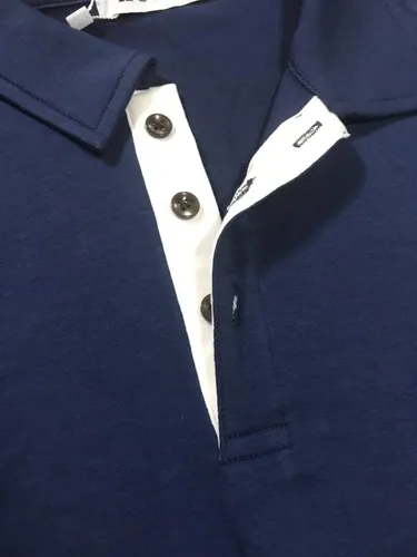 Miniatura 5 de KUYIGO Camisas polo de manga larga para hombre estilo informal ajustadas diseño básico de algodón