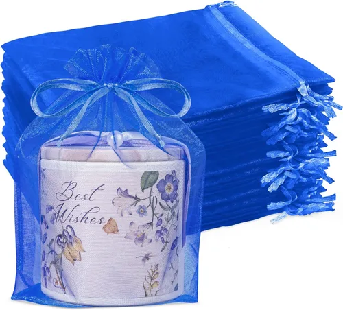 Miniatura 14 de Crweety 50 bolsas de organza blanca de 6 x 9 pulgadas, bolsas de regalo de malla grandes con cordón, bolsas de joyería, bolsa de malla con cordón