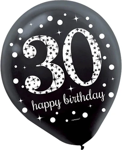 Globos de látex de 30 cumpleaños de colores surtidos – 12 pulgadas (15 piezas) – Perfecto para decoraciones de fiesta de hitos y recuerdos duraderos