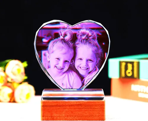 Miniatura 4 de Regalos de fotos personalizados de cristal – Marcos de fotos en forma de corazón, cumpleaños, aniversario, boda, Navidad, regalos para novia