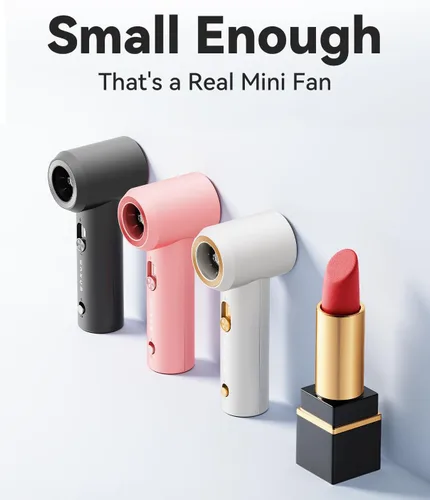 Miniatura 3 de MUXNW Ventilador portátil de mano: Mini ventilador turbo ajustable de velocidad (1-100), recargable de 1800 mAh, pantalla LED, para viajes, Rosa