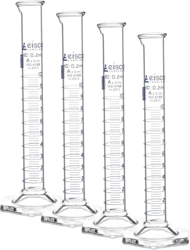 Miniatura 10 de Cilindro graduado, 0.8 fl oz - Tolerancia Clase A ±0.0.8 fl oz - Base hexagonal - Graduaciones azules - Vidrio de borosilicato 3.3 - Eisco Labs