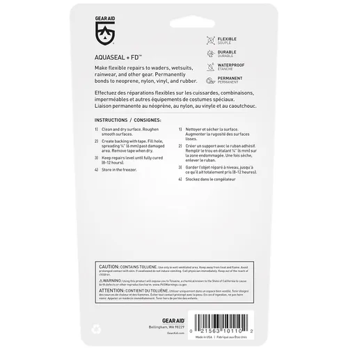Miniatura 10 de GEAR AID Aquaseal FD Adhesivo de reparación flexible y duradero para fijar desgarros y agujeros en vadeadores, trajes de neopreno, inflables de PVC