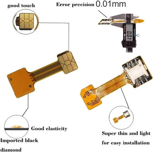 Miniatura 4 de Adaptador Dual SIM Nano SD (2 piezas) para Samsung Huawei Xiaomi Lenovo, extensor ultra delgado de oro SIM para teléfono inteligente Android