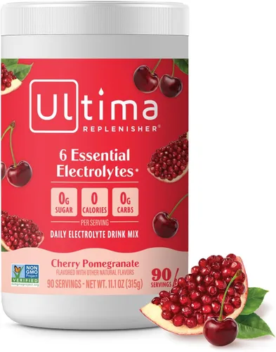 Miniatura 10 de Ultima Replenisher Mezcla diaria de electrolitos en polvo, sin azúcar, frambuesa azul, 90 porciones, polvo de hidratación con 6 electrolitos