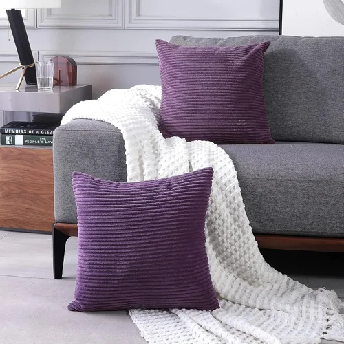 Miniatura 11 de Deconovo - Juego de 2 fundas de cojín de pana modernas, elegantes y suaves, aptas para lavadora, decoración del hogar para sala de estar, sofá