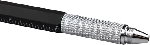 Miniatura 6 de DUNBONG Bolígrafo de metal multiherramienta 6 en 1, con destornillador, tinta negra, lápiz capacitivo, nivel y regla, 1 unidad (negro)