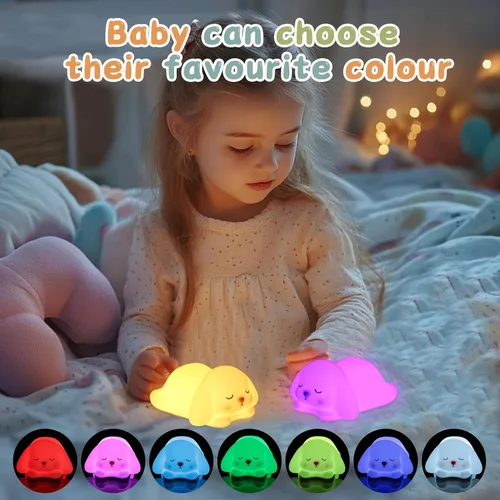 ZKLiLi Luz nocturna para niños, linda lámpara de conejo, 16 colores+toque+luz nocturna de silicona para niños, luces nocturnas de conejo recargables