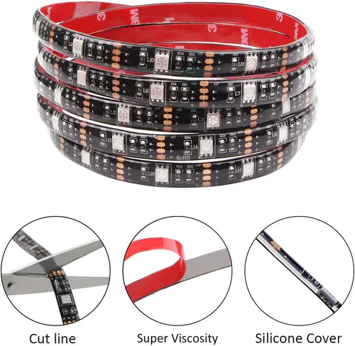 Miniatura 2 de Tira de luces LED con pilas, tira de luces LED RGB con mini controlador, impermeable, tira de luces LED con batería, luces LED que cambian