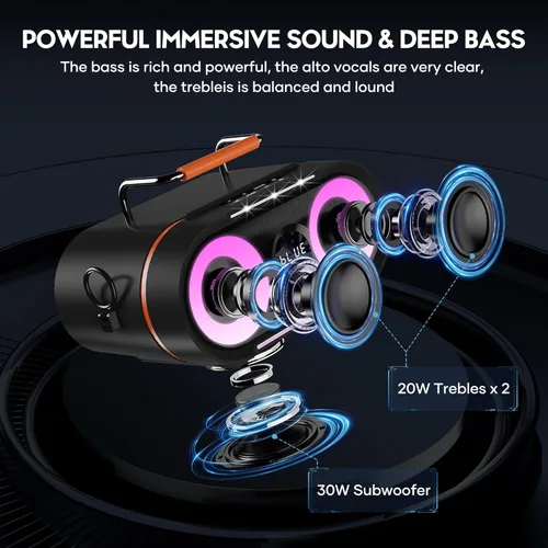 Miniatura 5 de BIGASUO Máquina de karaoke con luces intermitentes explosivas de graves intensos para adultos, sistema de altavoces PA portátil Bluetooth con 2