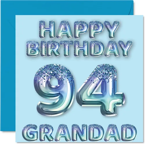 Miniatura 223 de Stuff4 Tarjeta de primer cumpleaños para niños, globo de fiesta con purpurina azul, tarjetas de feliz cumpleaños para niño de 1 año, nieto, hijo, 57