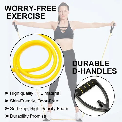 Miniatura 5 de Bandas de resistencia con asas, bandas de resistencia para ejercicio, bandas de entrenamiento con anclajes de puerta, longitud ajustable