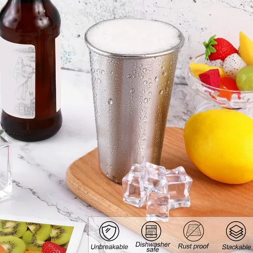 Miniatura 4 de Ruisita Paquete de 6 vasos de acero inoxidable de 20 onzas, de metal, inastillables, apilables, para adultos o niños (20 oz/20.3 fl oz)